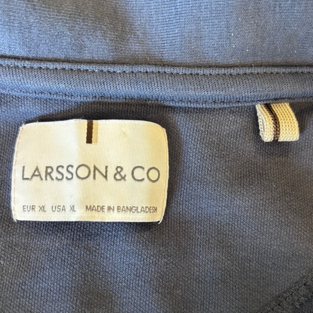 LARSSON & CO quarter zip pullover men size XL blue cotton blend long sleeve - Picture 5 of 10